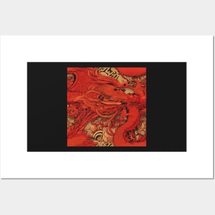 Red Dragon Pattern Posters and Art